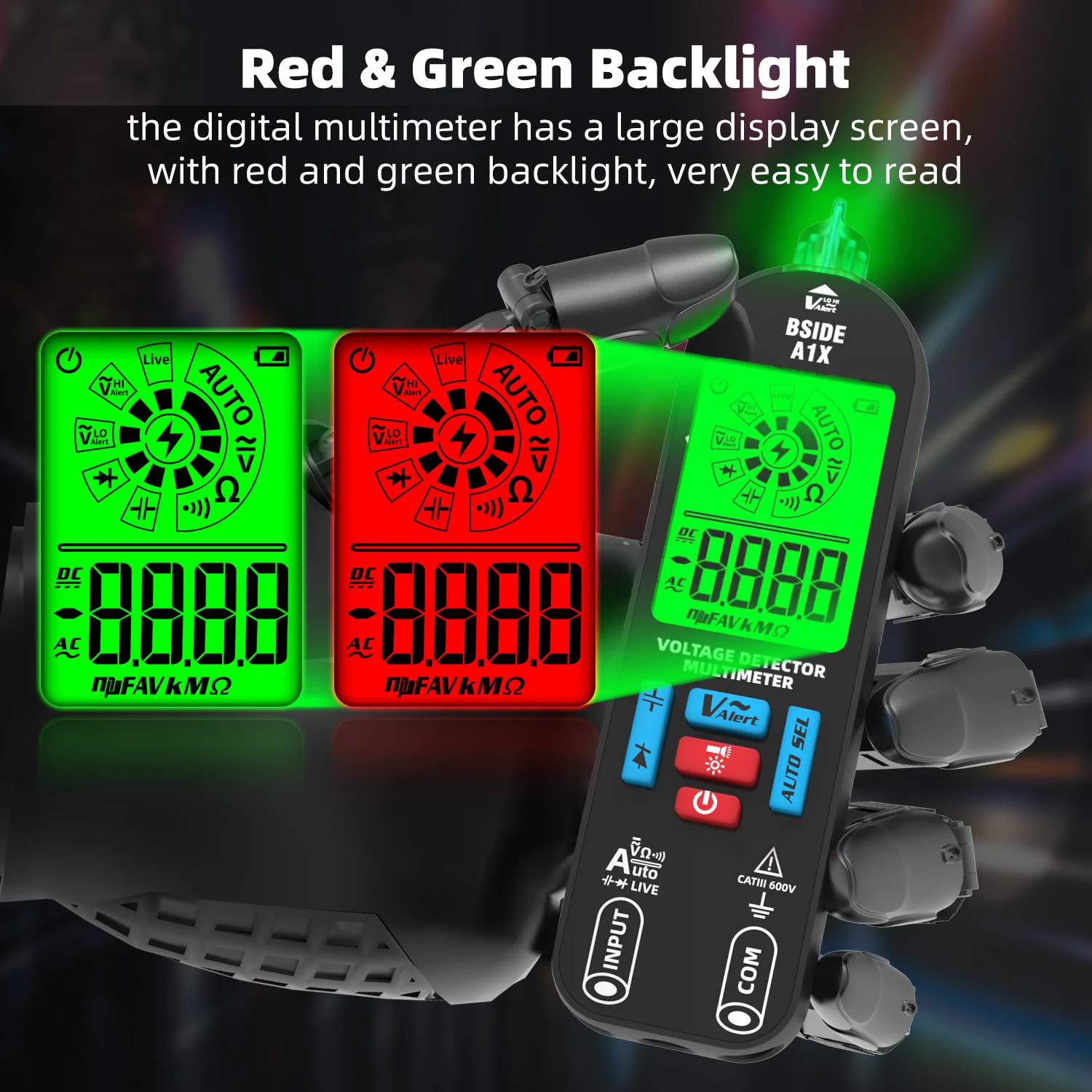 Digital Multimeter BSIDE Rechargeable Burn-in Proof Voltmeter NCV Frequency Connected Ohm Diode Capacitance Multifunction Tester
