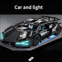 Advanced Racing Supercar Building Blocks Kit - 1280+ Pieces Deluxe DIY Brick Puzzle Toy - With box (Car and light)