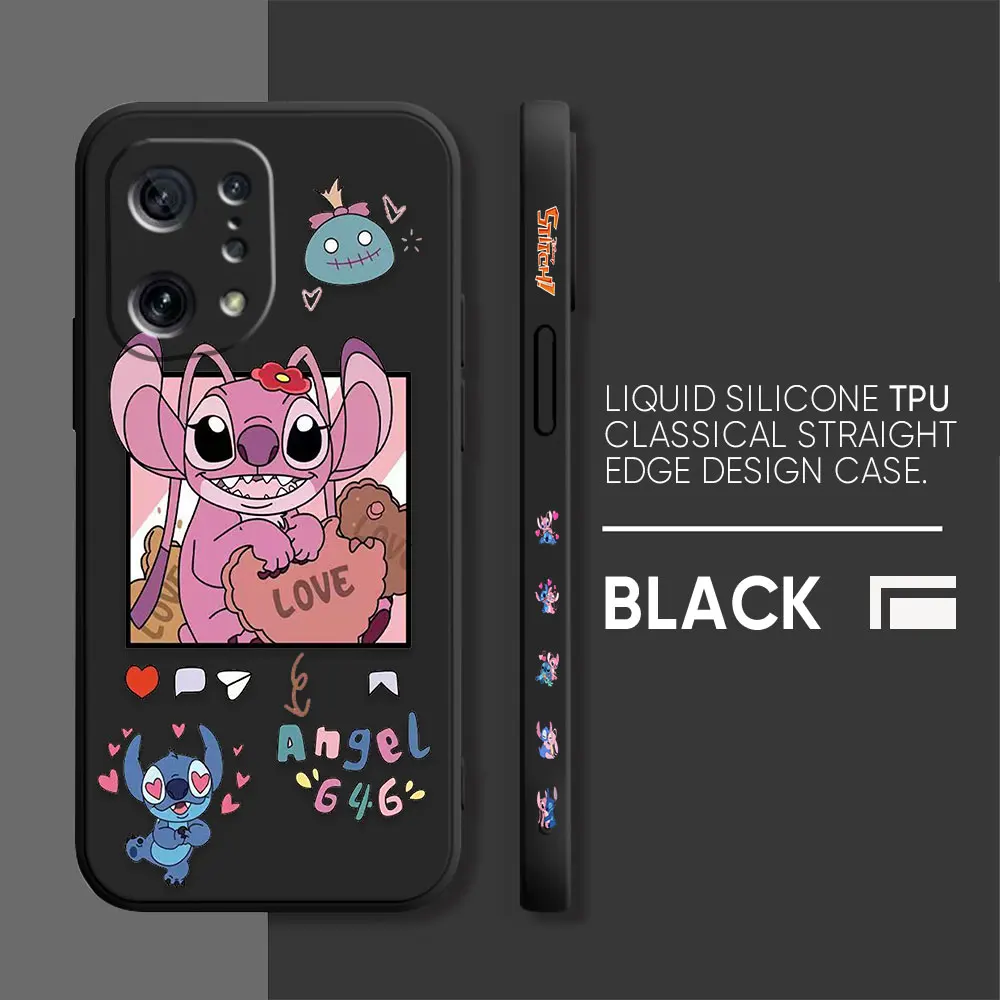 thumbnail image 1 of Case For OPPO FIND X6 X3 REALME X7 X50 RENO 2 4Z 4 6 Lite 5Z 5F 4G 5G PRO Liquid Silicone Case Cartoon Lilo & Stitch Angel, 1 of 5