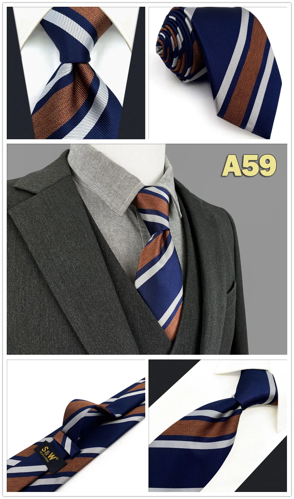 S&W SHLAX&WING Cravates Pour Hommes Couleur Unie Jaune Formelle Cravate