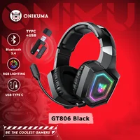 Onikuma GT806 Wireless Three Mode E-Sports Gaming Headset Detachable Microphone Gaming Headphones Bluetooth 5.3 / 2.4G / AUX