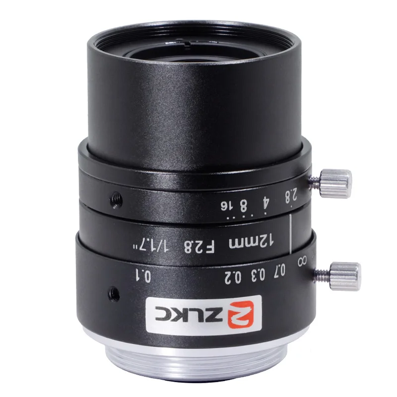 ZLKC 1/1.7인치 12mm 카메라 렌즈 C-마운트 머신 비전 렌즈 F2.8 수동 아이리스 12MP 고해상도 fa 광각 렌즈