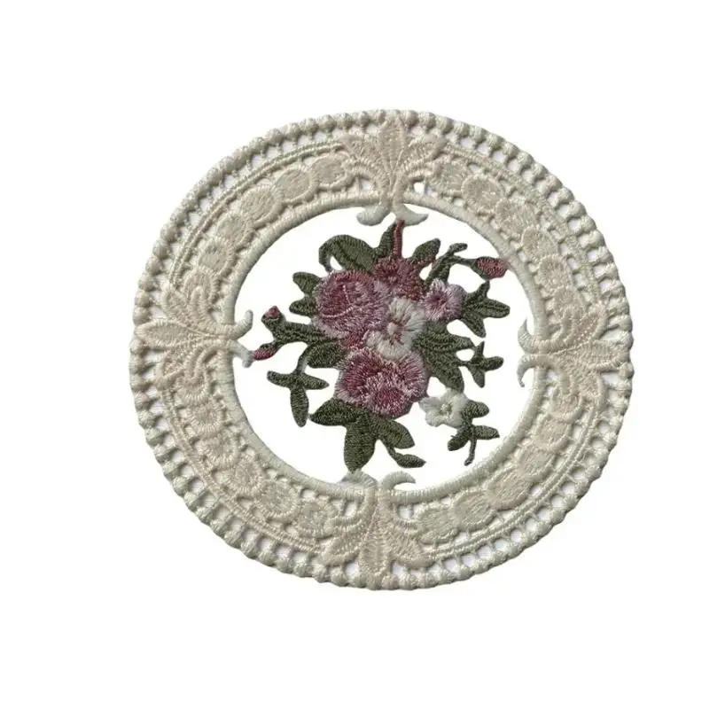 Lace Idyllic Retro French Embroidered Placemat Coasters Romantic Ins Style Cloth Art Table Kitchen Decoration Small Tablecloth