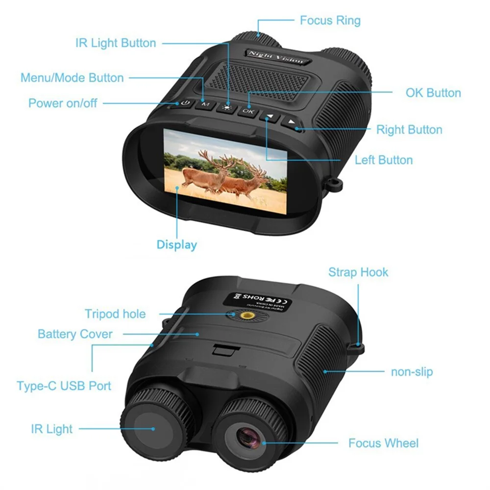 Jumelles Vision Nocturne 4K Jumelles Vision Nocturne Numérique 4K UHD Avec Infrarouge - Zoom 8x, Carte 32G Incluse - Idéal Pour Observation Reolink 4k