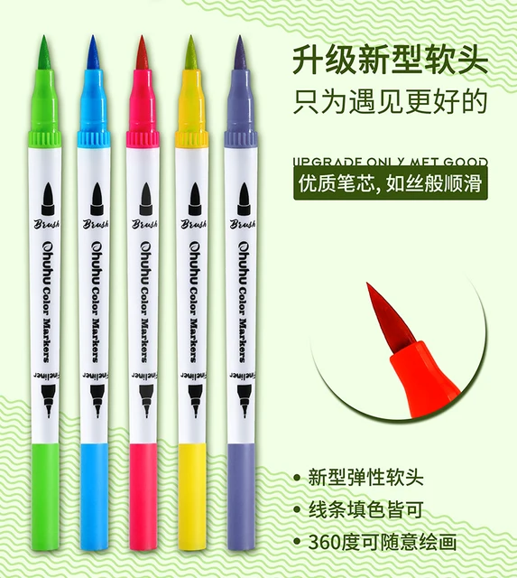 Ohuhu Dual Tips Coloring Brush Fineliner Color Marker Pen 36 60 100 Colors  Set, Fiber Brush Tip (1-2mm), Fine Nylon Tips (0.4mm) - AliExpress