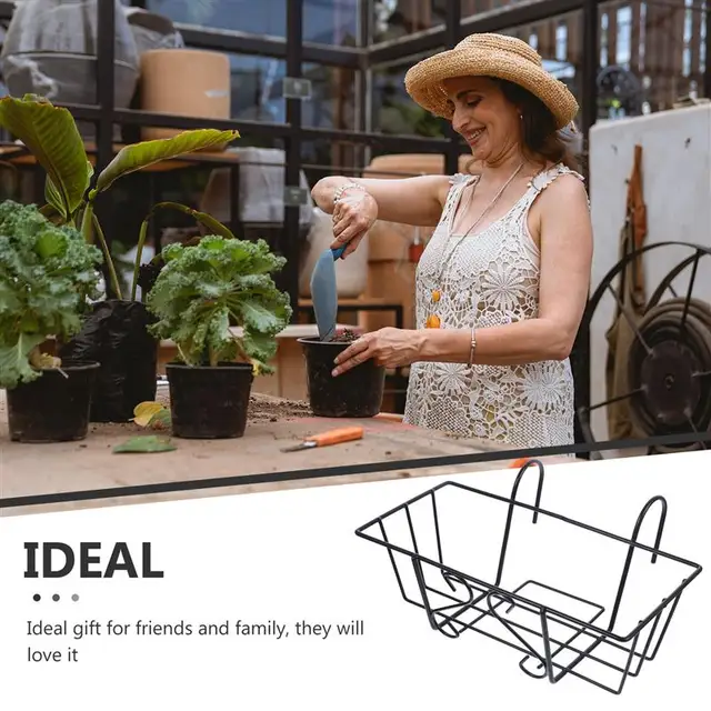 Erkély Kosarak Kültéri Edények Tornác Függő Virág Vas Virágcserepek Kerítés Fém Cserepes Állvány Téglalap Alakú Ültetvényes - Image 6