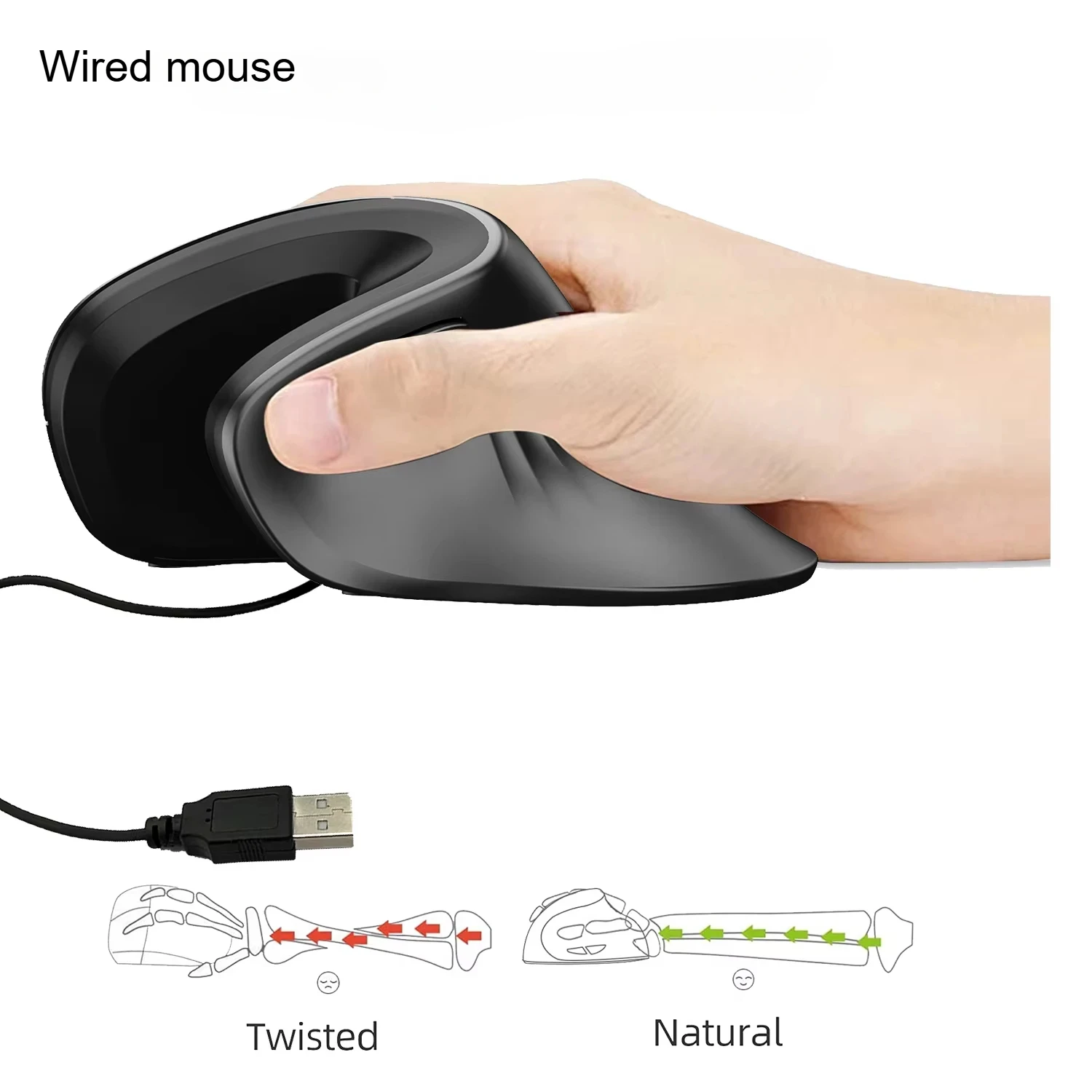 Ergonomic Wireless Vertical Optical Mouse with Adjustable DPI