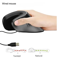 Ergonomic Wireless Vertical Optical Mouse with Adjustable DPI (Wired Mouse)