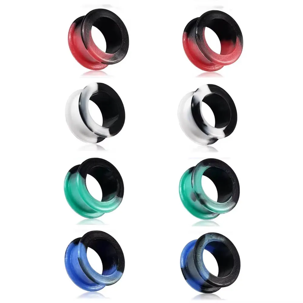 1Pair Hard Silicone Flexible Ear Skin Tunnels Plugs Expanders Gauges Hollow Body Piercing 2G-1'' 6-25mm_voghion.com