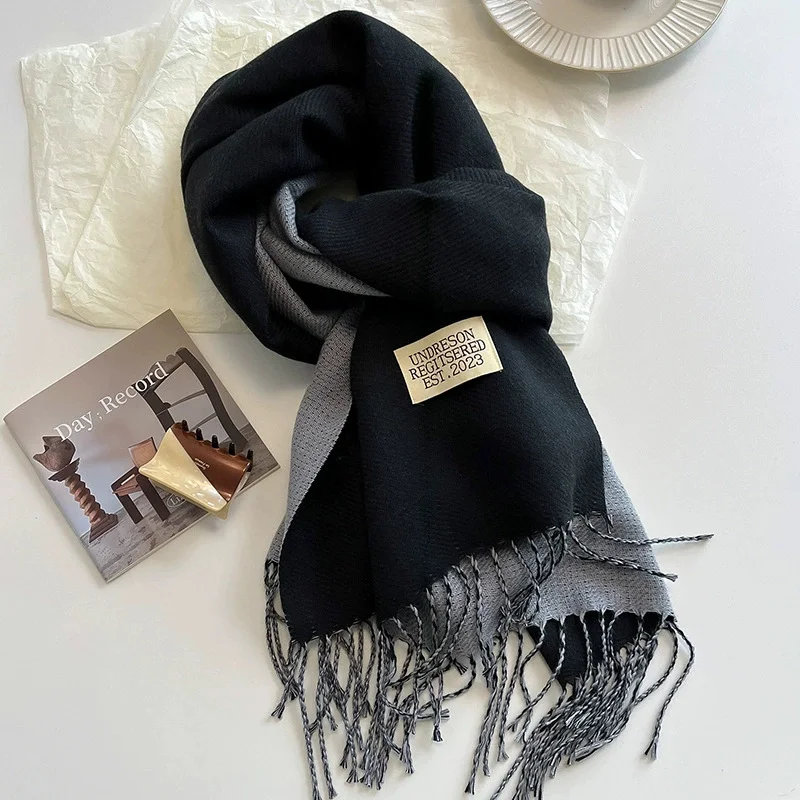 

Fashion Two-Sided Wrap Scarves Winter 200X70CM Fringe Large Scarf Female Cashmere Warm Bandana Luxury Brand Autumn Thick Shawls