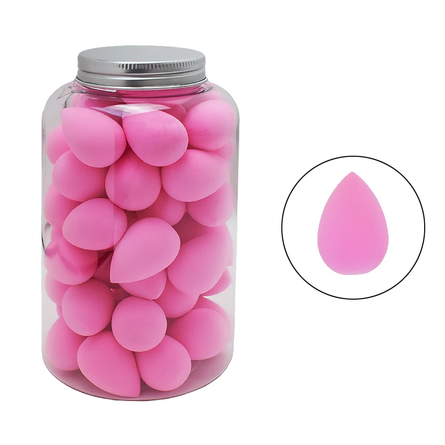 50 Pcs Mini Beauty Sponge Eggs in Water Drop Shape - Dry - Wet Combined Cosmetic Tools with Storage Box
