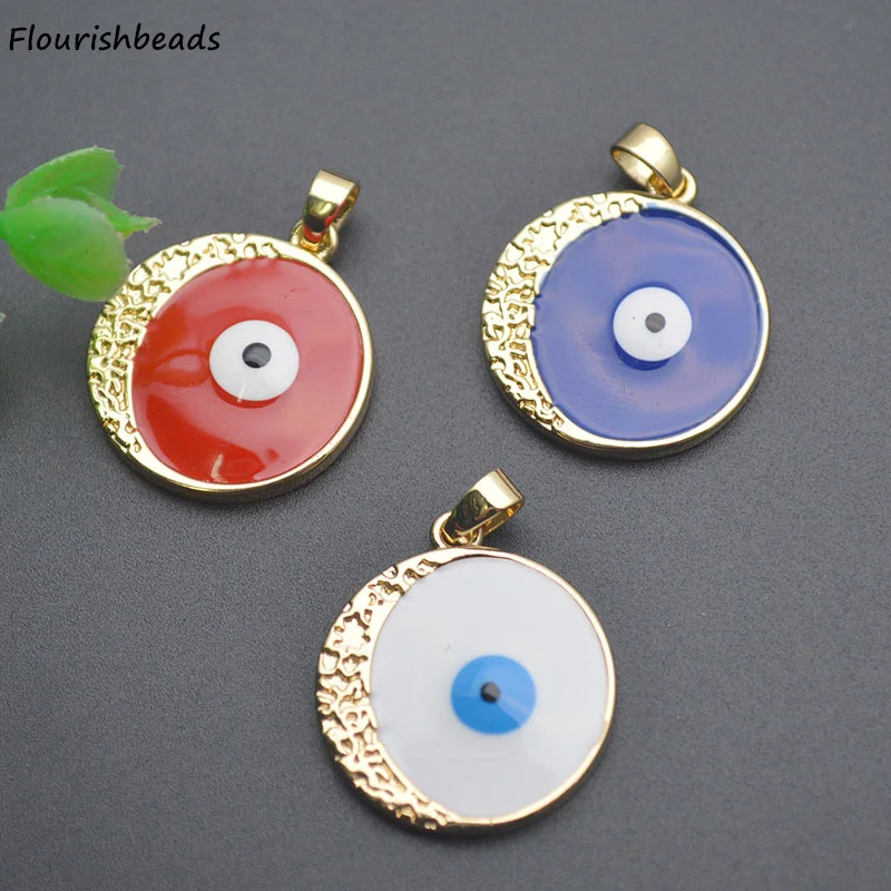 

Good Quality Nickel Free Anti Rust Gold Coating Colorful Red White Royal Blue Enamel Round Charms for Jewelry Making 20pcs