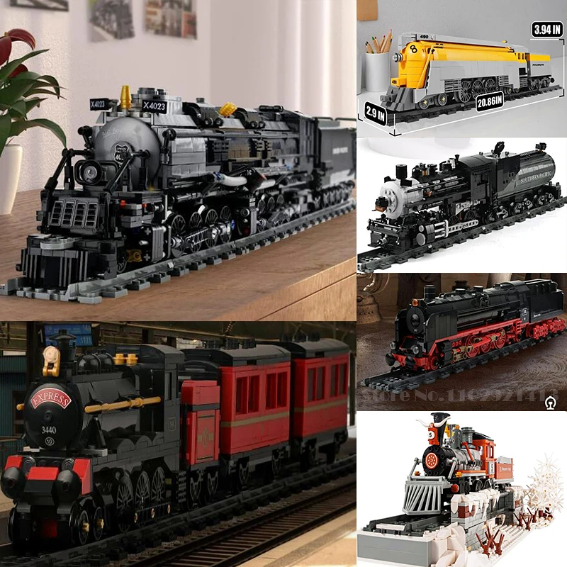 

CO 490 Rail Train Building Toys For Kids 808pcs Steam Locomotive Track Railway Building Blocks MOC Bricks Christmas Gifts