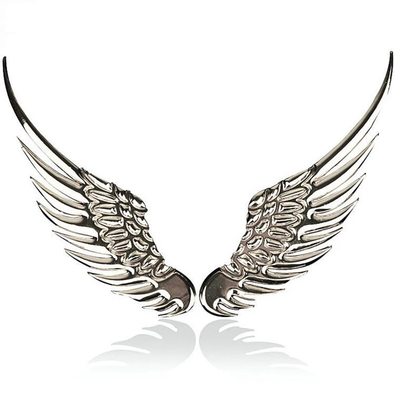 Car Decal 3D Stereo Metal Angel Wing Moto Emblem Chrome Auto Big Wings Exterior