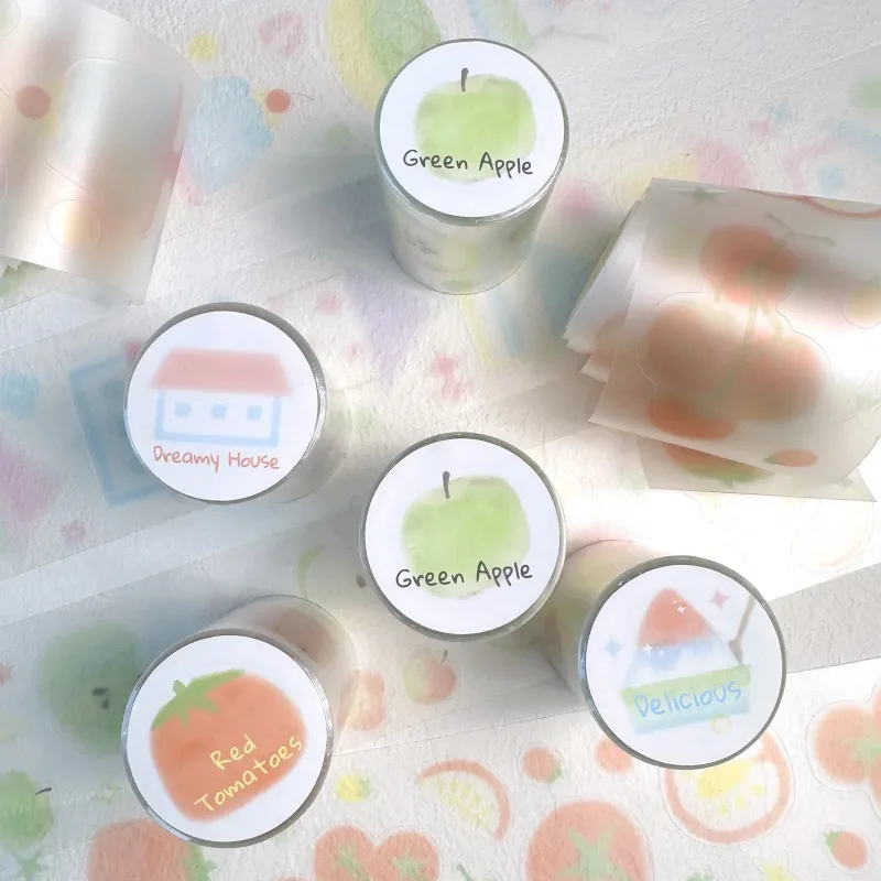 1pcs 많은 종류의 과일 케이크 접착 테이프 정크 저널 스크랩북킹을 위한 반투명 테이프 DIY 공예 장식 마스킹 테이프 스티커 용품