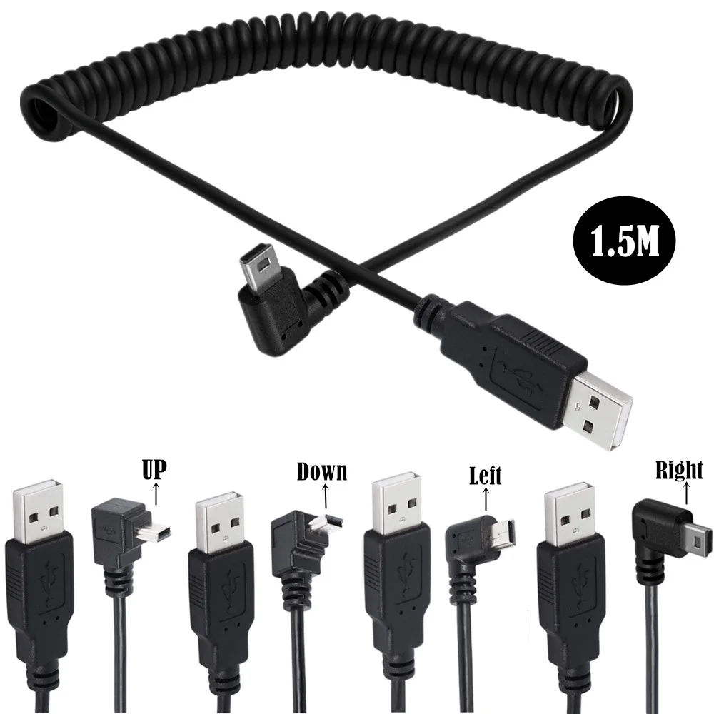 

Mini USB Cable Mini USB To USB Cable For MP3 MP4 Player Car DVR GPS Digital Camera HDD Mini USB Stretch Spring Curl