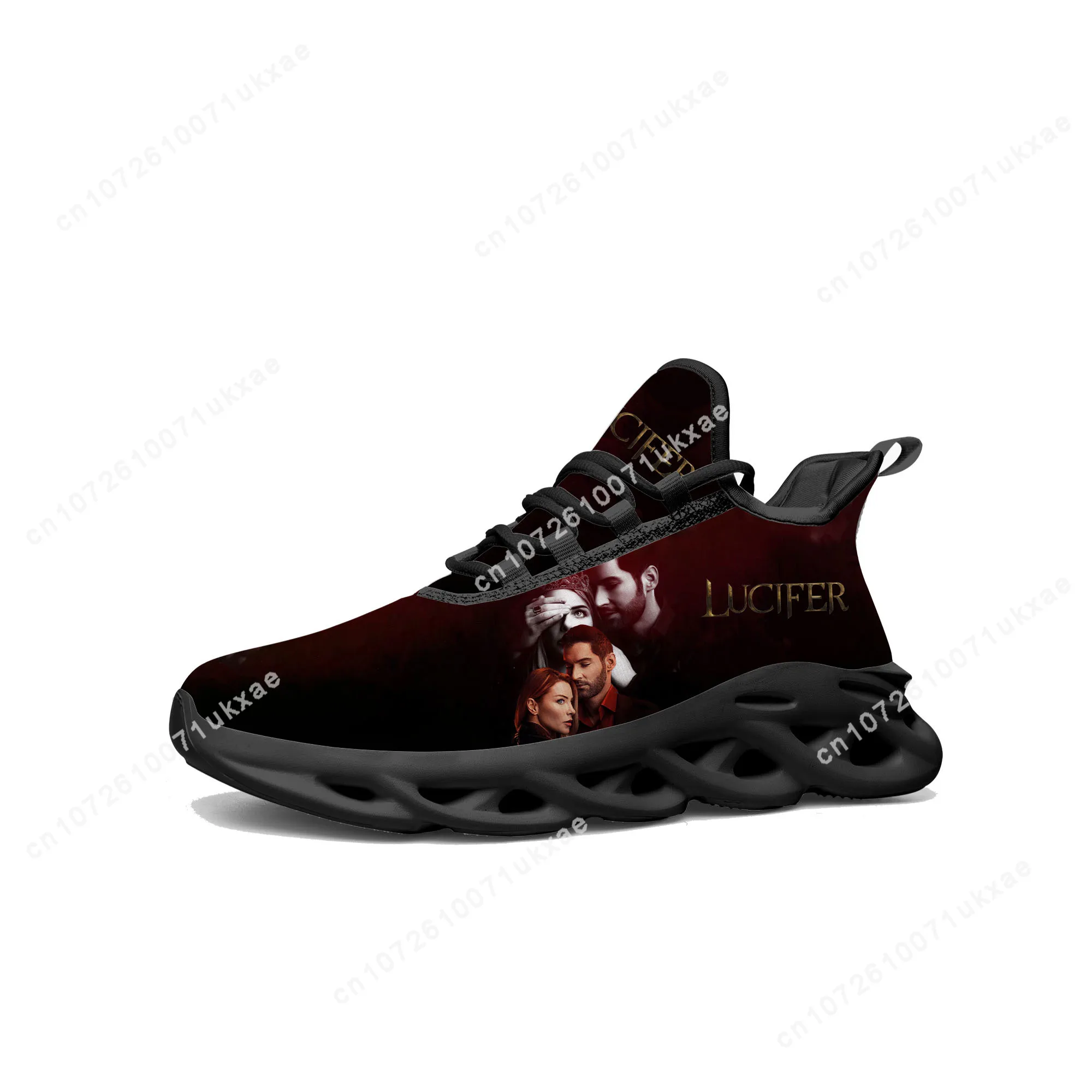 

Lucifer Flats Sneakers Mens Womens Sports Running Shoes High Quality Tom Ellis Sneaker Lace Up Mesh Footwear custom made Shoe