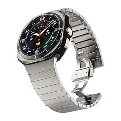 Premium Stainless Steel Watch Strap with Curved End Bracelet Design for Galaxy 9 8 44mm 40mm (Titanium)