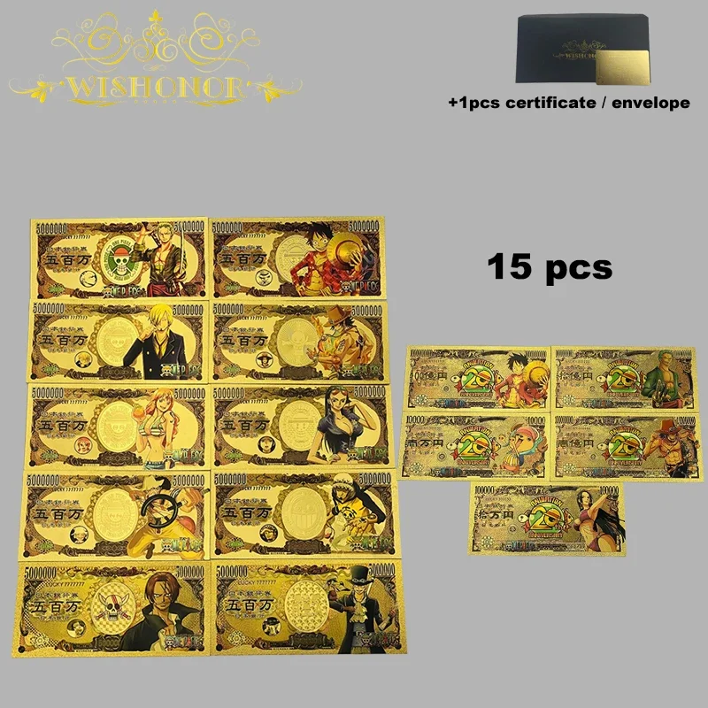 Anime Banknotes 36Type All Japan Gold Plated For Fans Christmas Gifts gold plated banknote