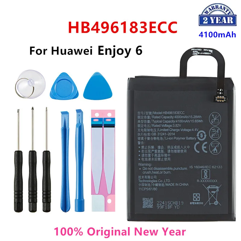 

100% Orginal HB496183ECC 4100mAh Battery For HUAWEI Enjoy 6 SIM TD-LTE NCE-AL00 NCE-AL10 Mobile Phone Batteries+Tools