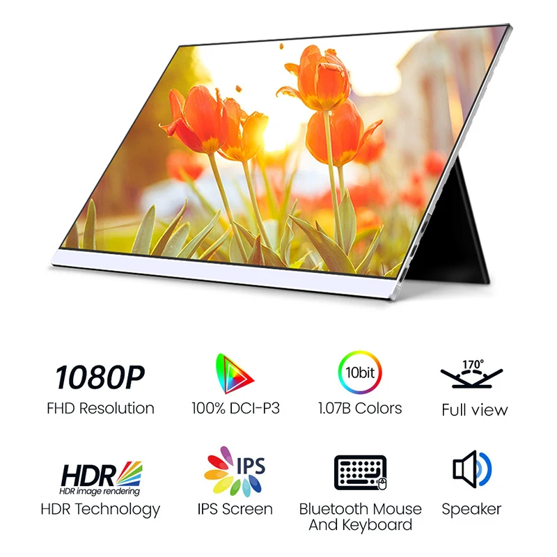 PC Mac Xbox PS4/5 ġ QLED 100% DCI-P3 ޴ , 1080P 1.07  ÷ 400Nit IPS ÷  ȭ, 15.6 ġ
