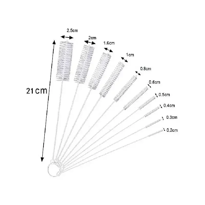 Cleaning Brushes 10pcs Pipe Tube Brush Nylon Bristle Drinking Straws Cleaner Kettle Spout Teapot Nozzle