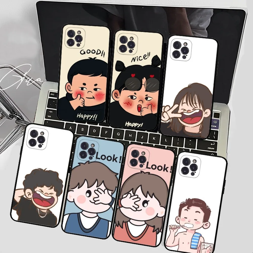 

Lovely couple Phone Case For iPhone 14 11 12 13 Mini Pro XS Max Cover 6 7 8 Plus X XR SE 2020 Funda Shell