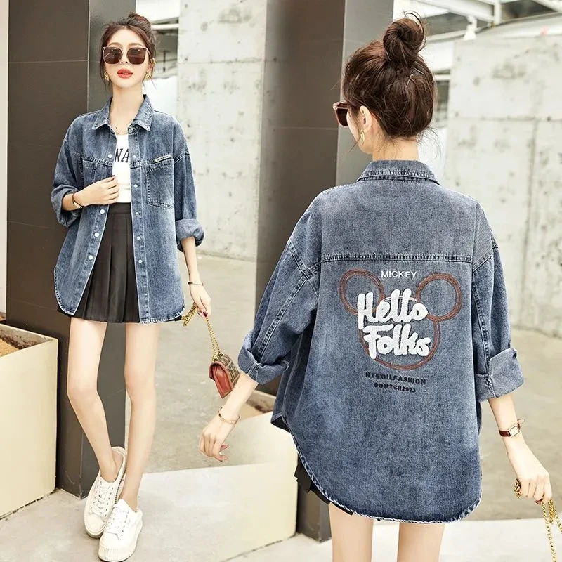 

2024 Spring New Denim Jacket Women Fashion Design Sense All-match Jeans Shirt Coat Female Casual Loose Embroidery Outerwear Top