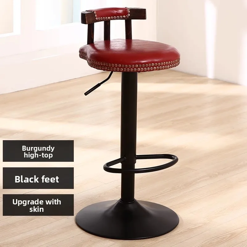 כיסא בר מעץ מלא גבוה כיסא פשוט כיסא בר סובב קדמי כיסא שולחן מסחרי