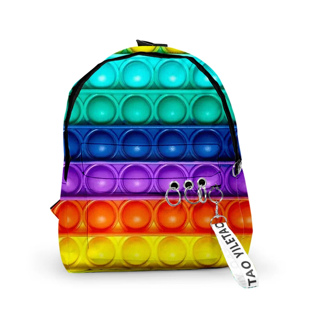 

Classic Colorful Rainbow Backpacks Boys/Girls pupil School Bags 3D Print Keychains Oxford Waterproof Funny Cute Small Backpacks