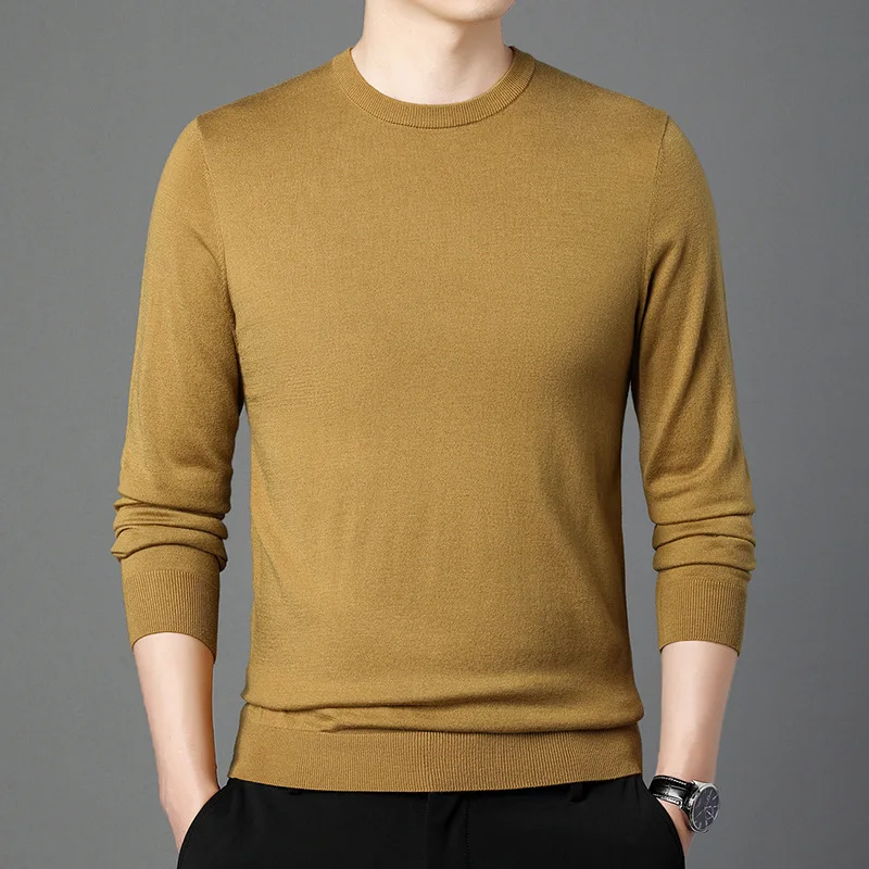 Fall Men's Long Sleeve T-shirt New Bottoming Shirt Thin round Neck Sweater Youth Pullover Top