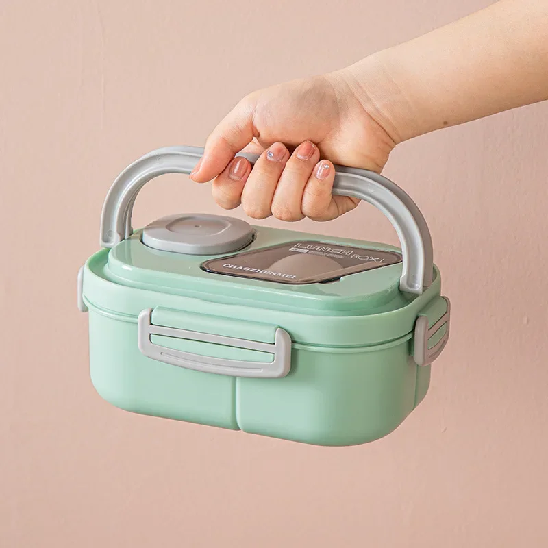 Bento Lunch Box Portable Compartment Wheat Straw Carrying Handle Reusable Tableware Containers Meal Snack Food Containers