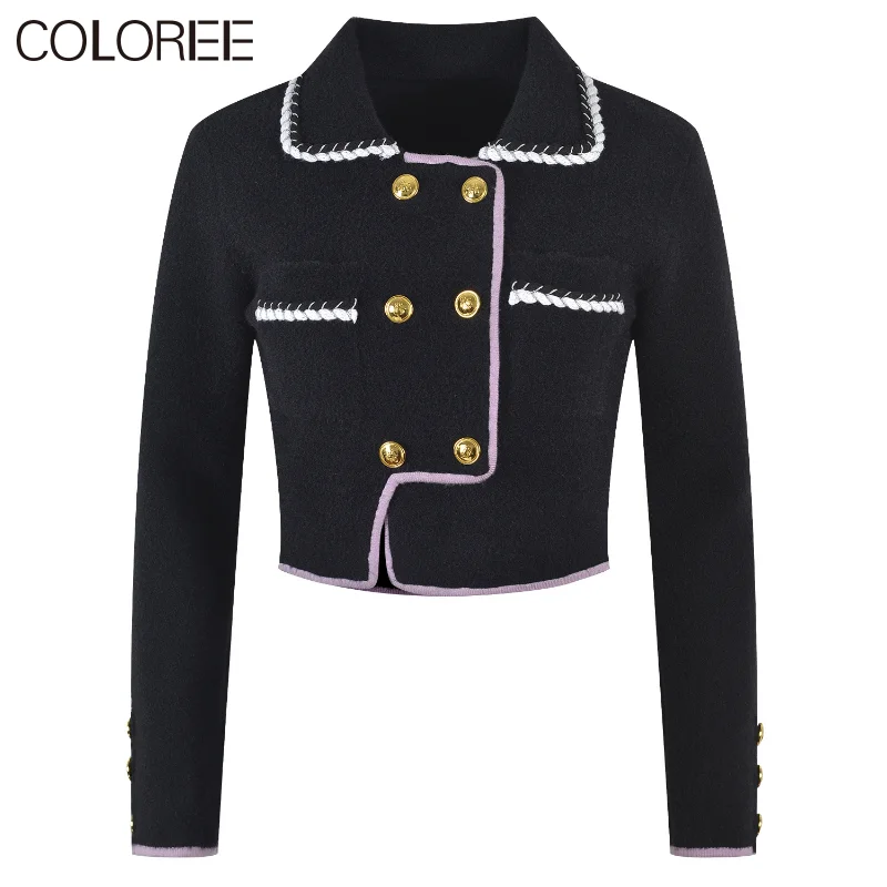 

Luxury Double Breasted Knit Cardigan Women 2023 Autumn Winter Thick Warm Oversized Sweater Mujer Korean Fashion Women Clothing