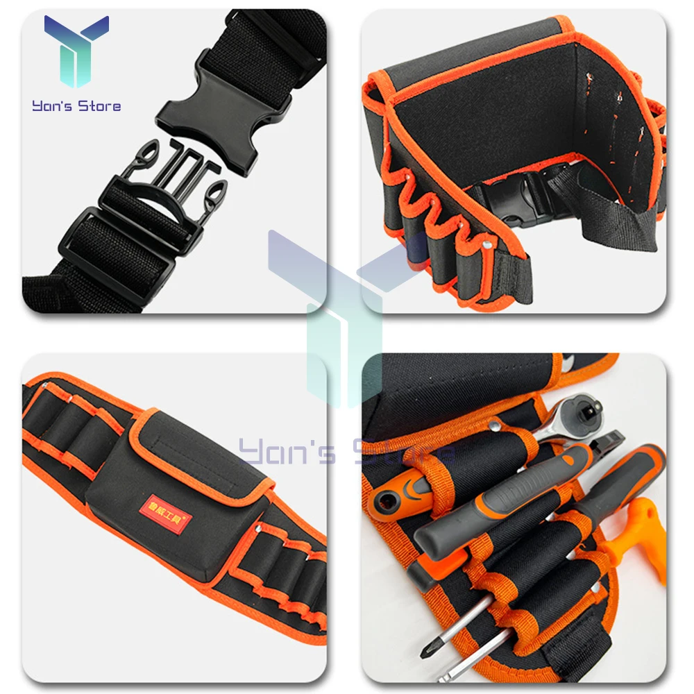 Tool Belt Multifunction Toolkit Electrician Instrument Hardware Storage Pouch Waist Belt Tool Bag Hammer Ruler Storage Tool Pouch (Color : A, Size : L Multi Functional Electrician Bag Waist Belt Pouch Storage