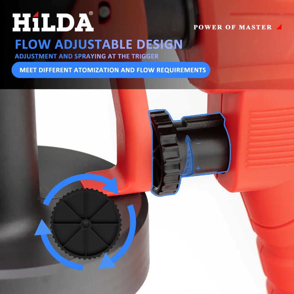 HILDA 800ML Electric Spray Gun High Power Tools Paint Sprayer Auto Household Red Electric Spray Gun 4