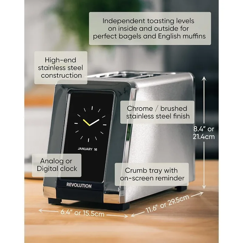 ZACHVO 4 Scheiben Toaster Digital - Edelstahl Mit Touchscreen & Brötchenaufsatz