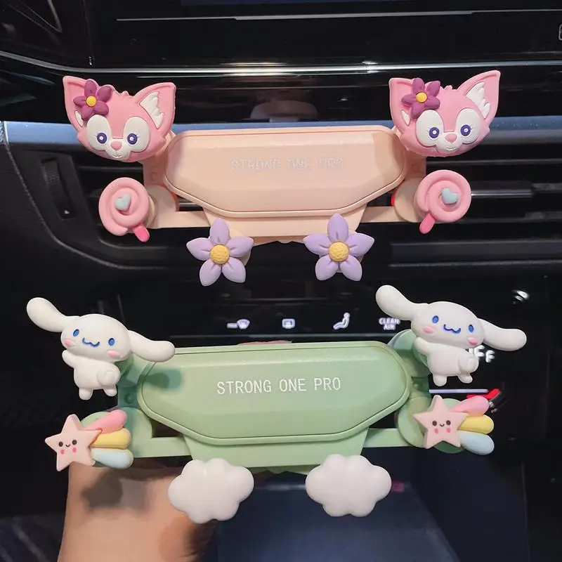 

New 2023 Sanrio Cinnamoroll Minnie Mouse Navigation Car Phone Holders Accessories for Vehicles Support Bracket Anime Cute Things