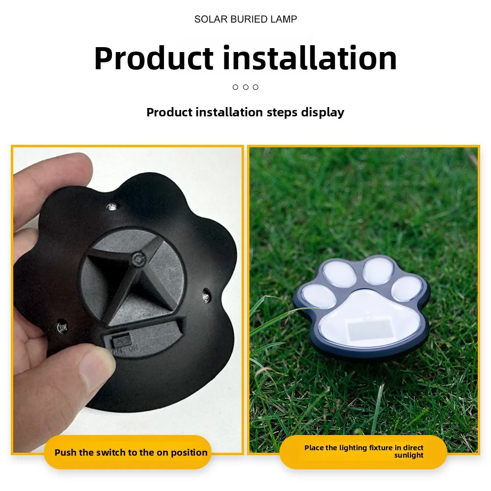 Solar Paw Print Lights Outdoor Pathway Lights For Cats And Dogs Paw Garden Decor With Auto On Off Waterproof LED Yard Lamp