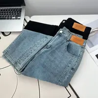 Women's Split Leg Opening Drainpipe Jeans, Casual Ankle Length Denim Pants, Straight Leg, Plus Size, Spring, Autumn, 100kg, 1649 - Image 6