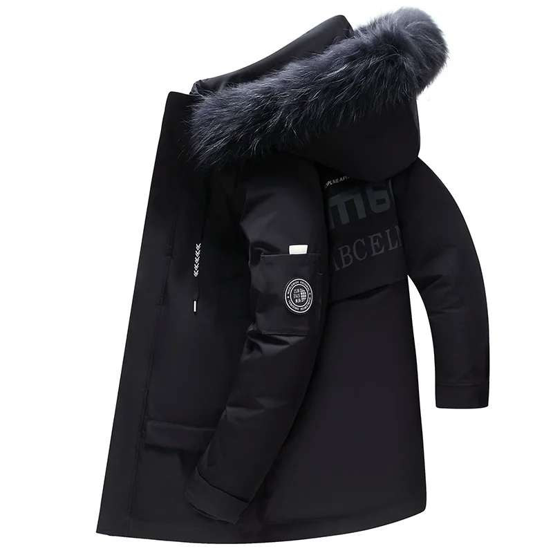 

2024 Winter Hooded Fur Collar Down Jacket Men's Brand Korean 90% White Duck High Quality Warm Coats Men Drop Ship