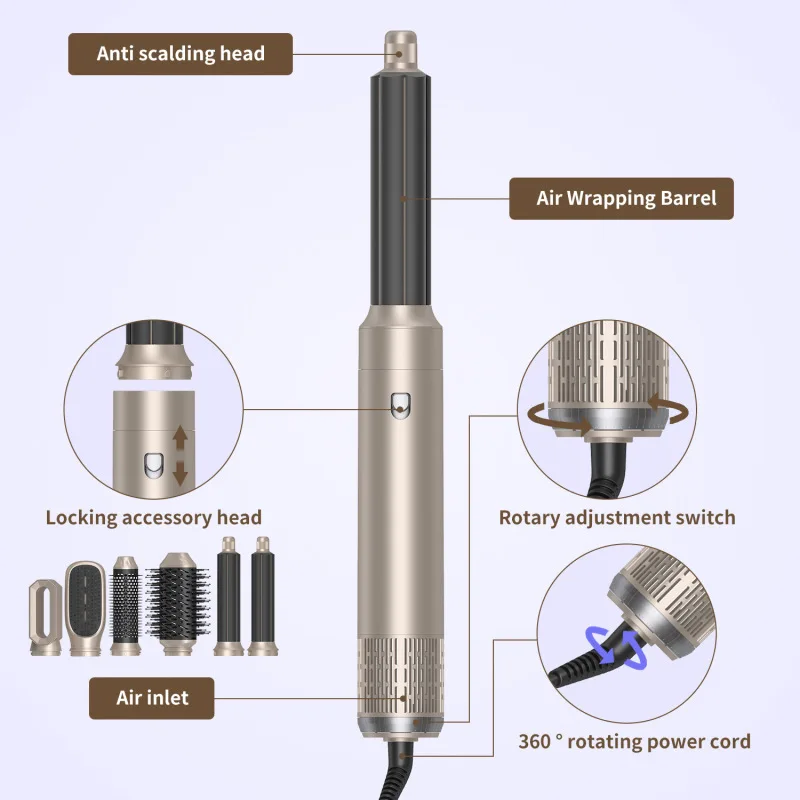 Multifunctional curling iron device Highspeed hot air comb automatic hair suction curling iron