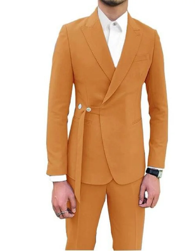 Light Blue 2 Pieces (Jacket+pants) Handsome Men Wedding Suit For Men Latest Coat Pant Business Suit Slim Mens Suits