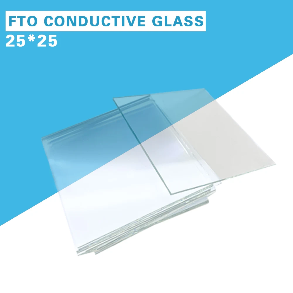 

25x25x2.2mm 6-10 ohm/sq 100pcs Lab Transparent Conductive Glass Fluorine Doped Tin Oxide (FTO) Coated Glass