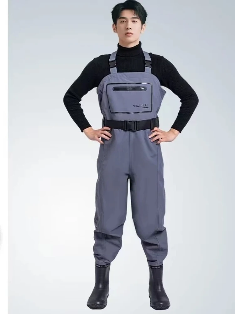 고급 경량 일체형 낚시 바지 양이온 하프바디 내마모성 해산물 채집 및 낚시용
