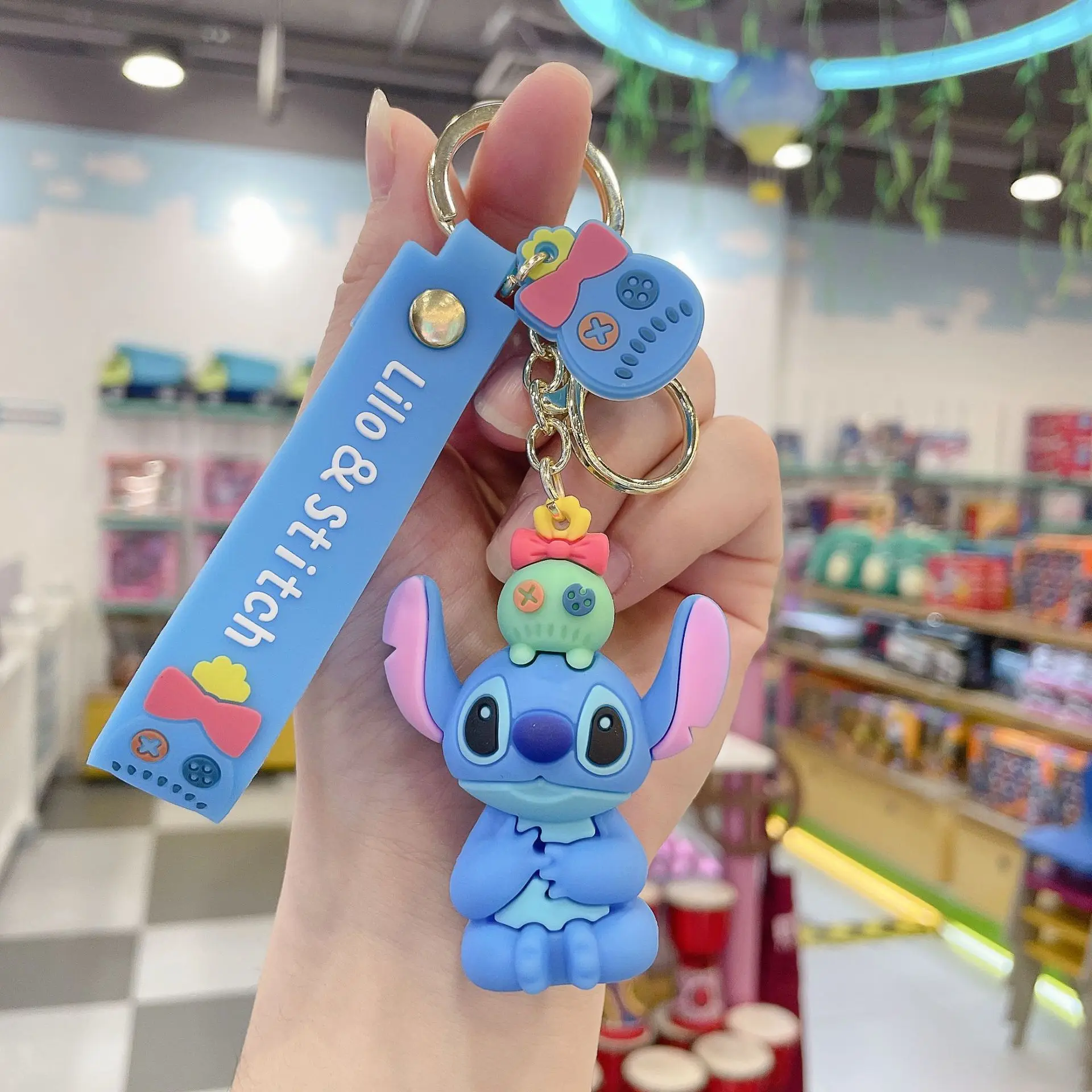 Cute Stitch Silica Gel Keychains Cartoon Lilo & Stitch Anime Keyholder  Disney Pendant Keyrings for Bag Hanging Jewelry Gifts