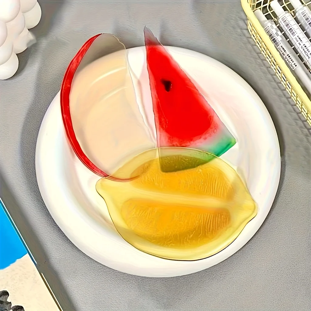 Transparent Fruit Slice Bookmarks PVC Watermelon Lemon Apple Design Durable Page Marker for Books Journals Office Classroom Gift