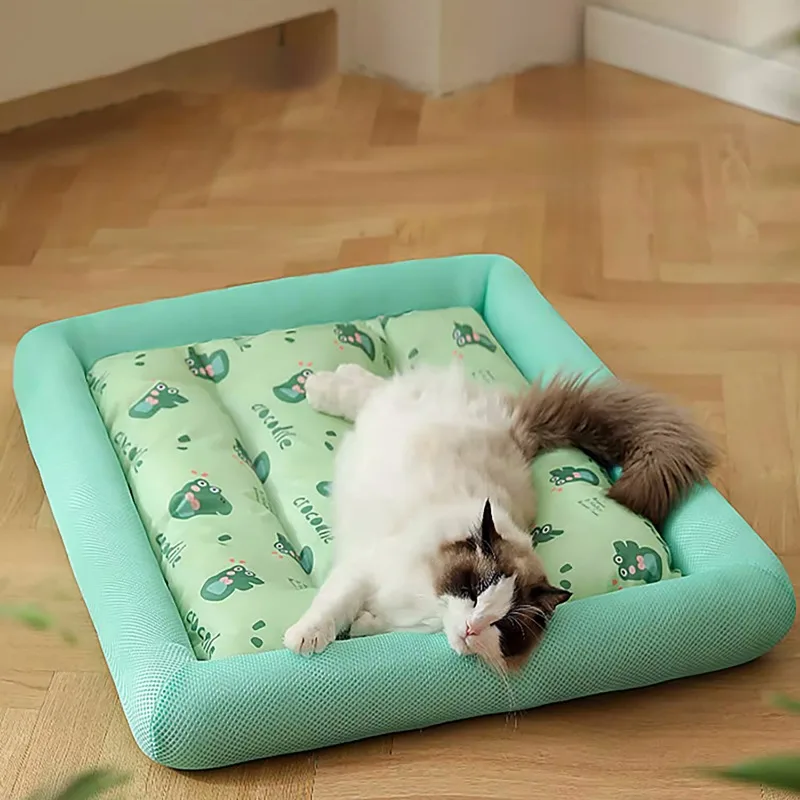 

1PC S-XL Summer Cooling Pet Cat Bed Cushion Ice Pad Dog Sleeping Square Mat for Puppy Dogs Cats Pet Kennel Top Quality Cool Cold
