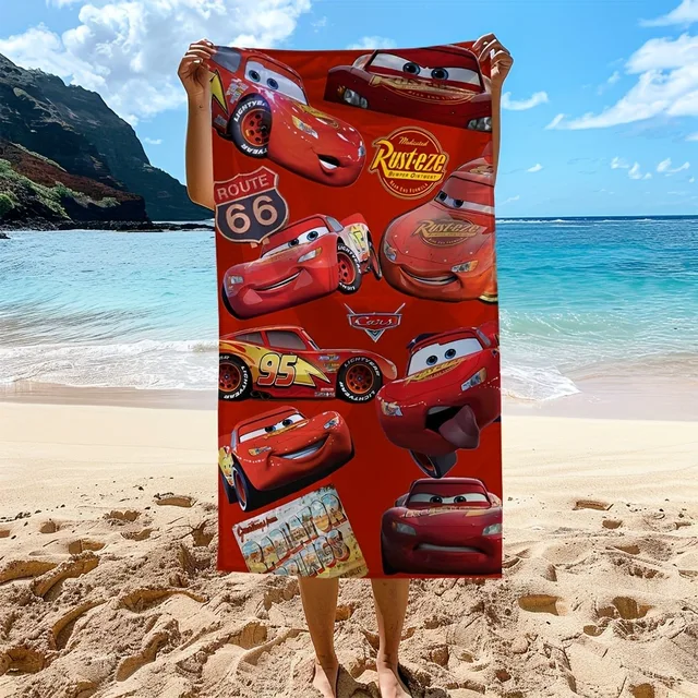 Lightning McQueen-Themed Red Beach Towel: Race into Summer Fun! Suitable for beach towels, towels, bath towels 4