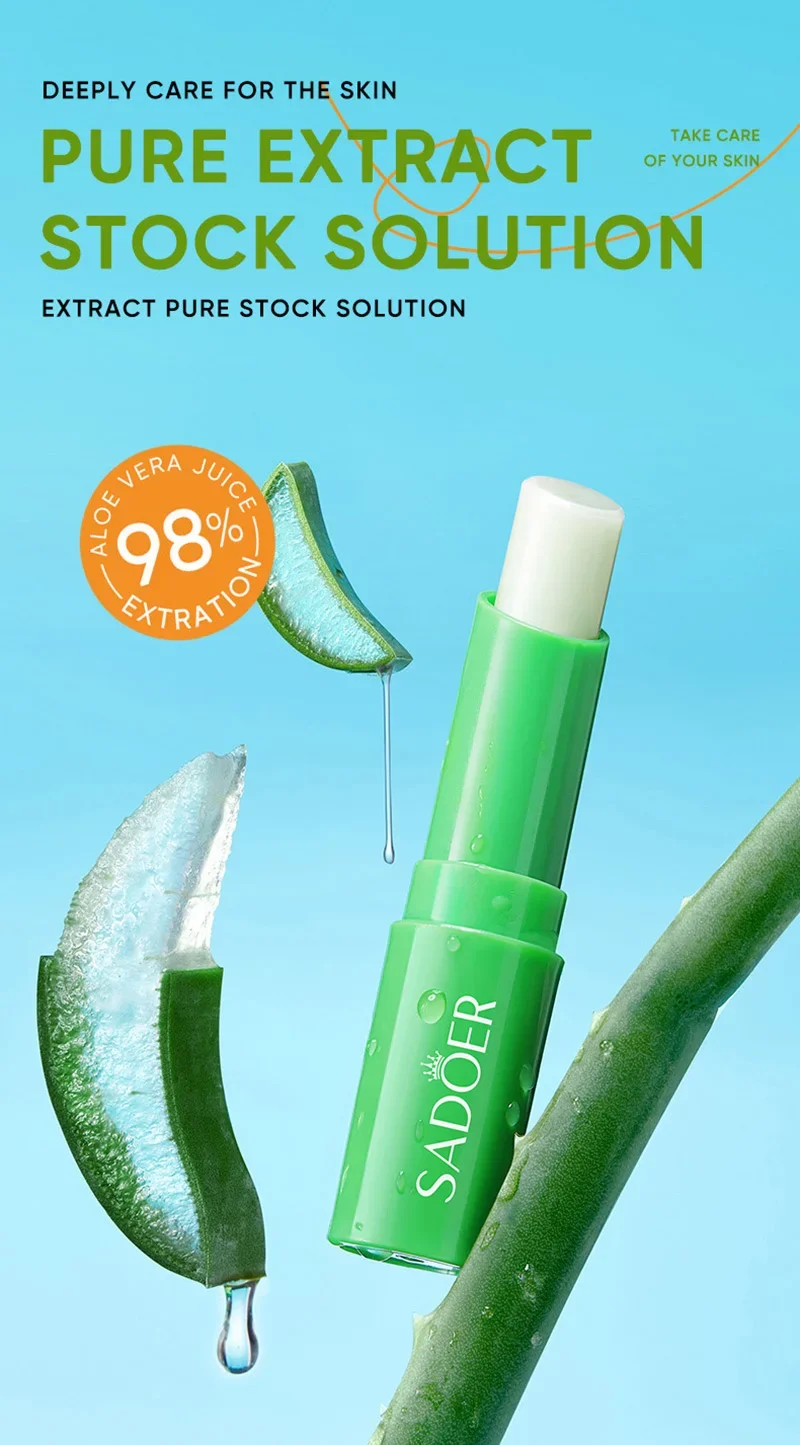 1pc Aloe Vera Moisturizing Lip Balm Moisturizing Nourishing Refreshing Lip Balm Lip Care With Plant Squalane 3
