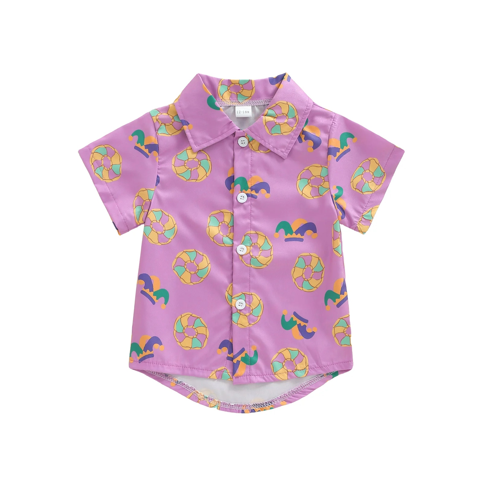 Infant Boys Hawaiian Shirts Short Sleeve Aloha Print Button Down Tops Toddler Summer Beach Party Outfit with Hat